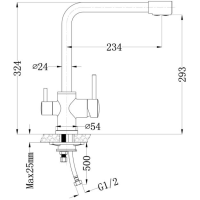 Premium 3-Wege-Armatur CALGARY Edelstahl, winklig